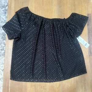 Cooper & Ella Black Polka Dot Off-Shoulder Blouse